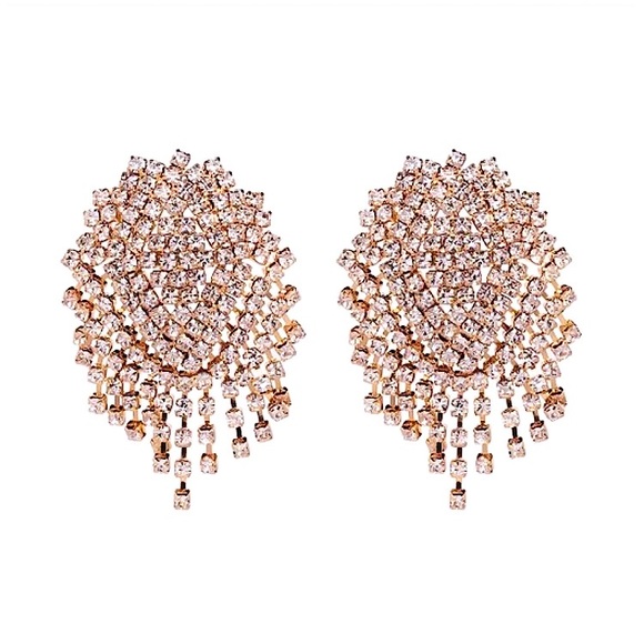 ⚜️[𝟯/$𝟯𝟴]⚜️NEW Large Floral Rhinestone Statement Earrings - Picture 5 of 8